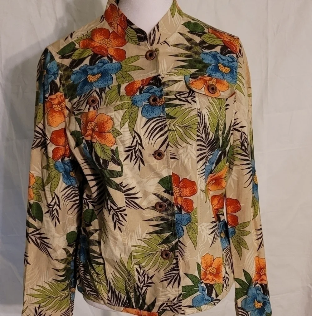 AMBER sun jacket size M petite blend of cotton and linen